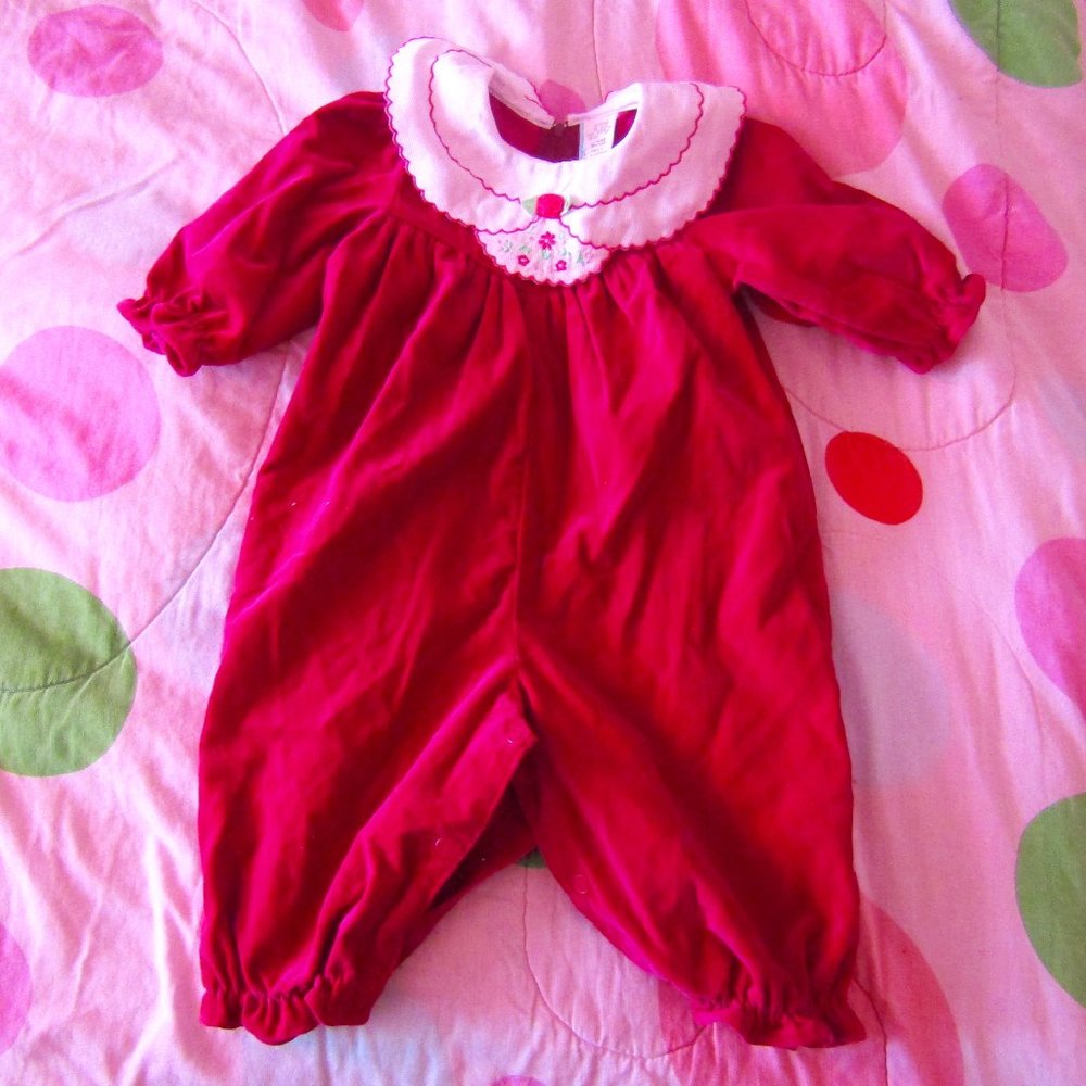 6-9 Months Magenta Velvet Bodysuit